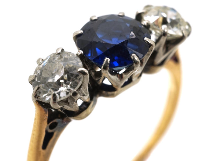 18ct Gold, Sapphire & Diamond Three Stone Ring
