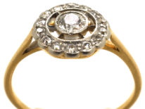 Art Deco 18ct Gold & Platinum, Diamond Set Target Ring