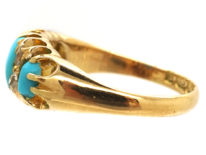 18ct Gold Three Stone Turquoise & Diamond Ring