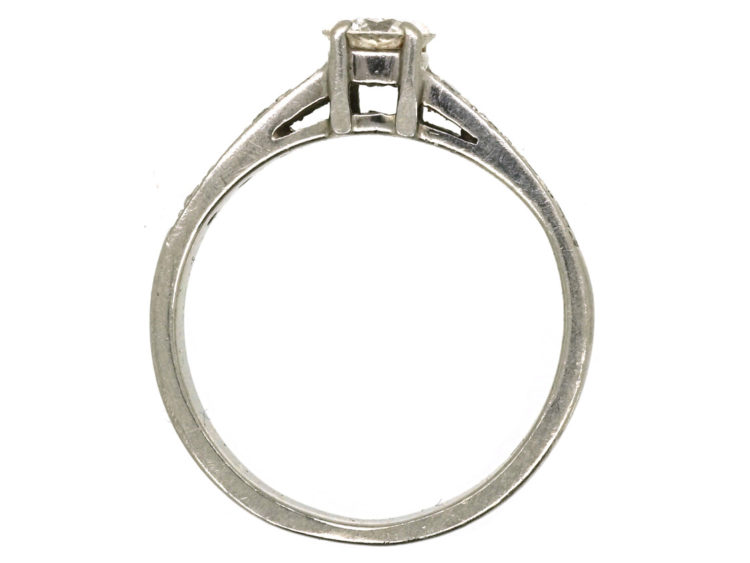 Art Deco Platinum & Diamond Solitaire Ring with Diamond Set Shoulders