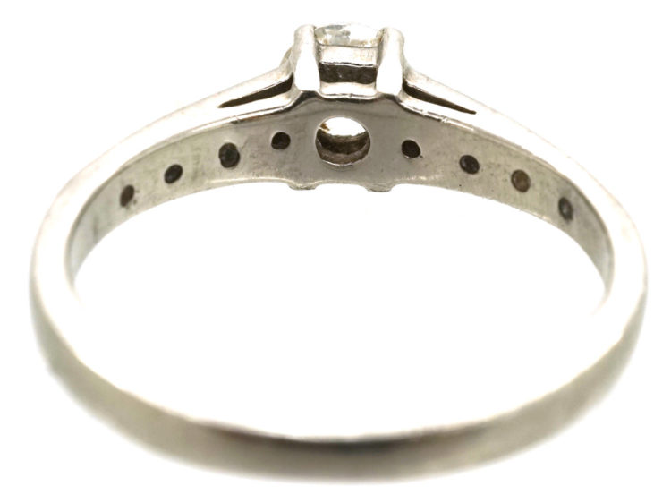 Art Deco Platinum & Diamond Solitaire Ring with Diamond Set Shoulders