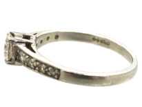 Art Deco Platinum & Diamond Solitaire Ring with Diamond Set Shoulders
