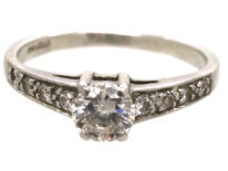 Art Deco Platinum & Diamond Solitaire Ring with Diamond Set Shoulders