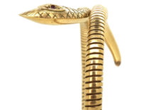 9ct Gold Snake Bangle with Ruby Eyes