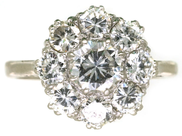 18ct White Gold & Platinum, Diamond Cluster Ring by Boodle & Dunthorne