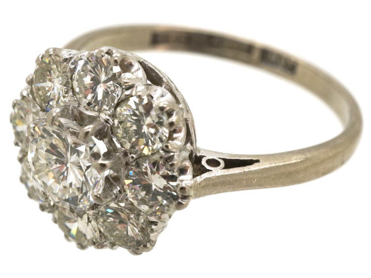 18ct White Gold & Platinum, Diamond Cluster Ring by Boodle & Dunthorne