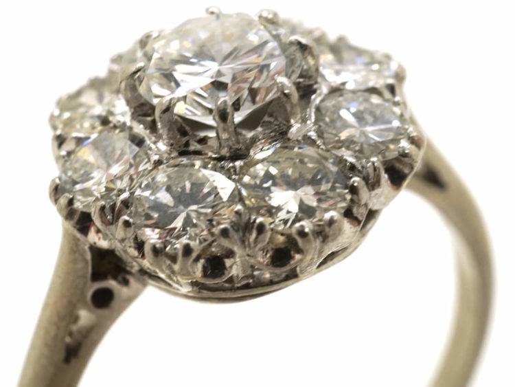 18ct White Gold & Platinum, Diamond Cluster Ring by Boodle & Dunthorne