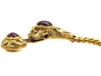 Victorian 15ct Gold & Cabochon Garnet Snake Bracelet in Original Case