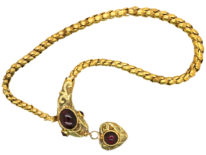 Victorian 15ct Gold & Cabochon Garnet Snake Bracelet in Original Case