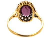 Edwardian 18ct Gold, Diamond & Large Oval Garnet Ring