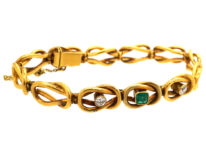18ct Gold Emerald & Diamond Bracelet