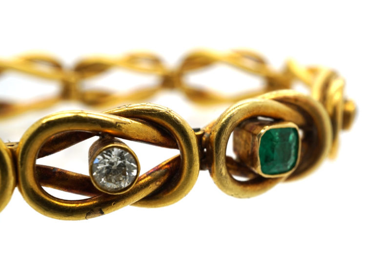 18ct Gold Emerald & Diamond Bracelet
