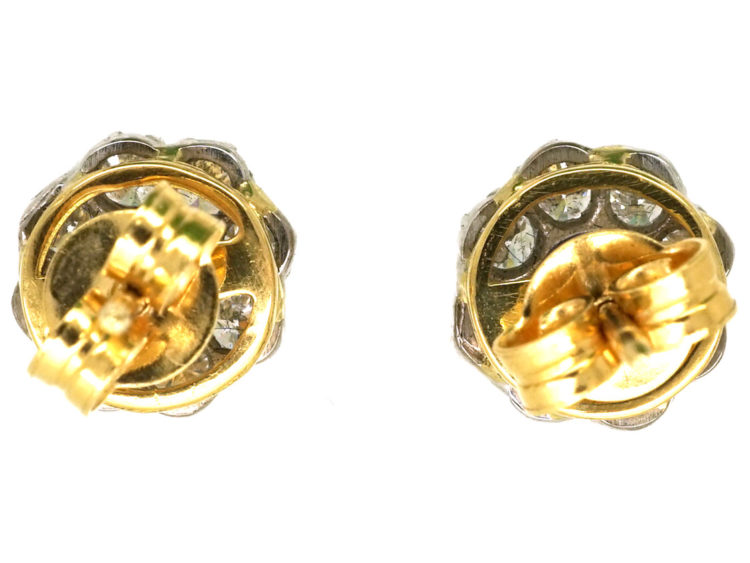 18ct Gold, Sapphire & Diamond Cluster Earrings