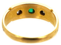Victorian 18ct Gold, Emerald & Diamond Gypsy Ring