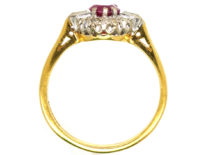 18ct Gold Ruby & Diamond Cluster Ring