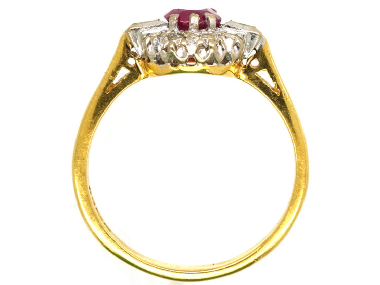 18ct Gold Ruby & Diamond Cluster Ring