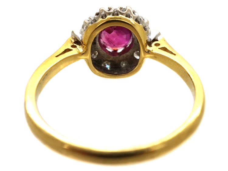 18ct Gold Ruby & Diamond Cluster Ring