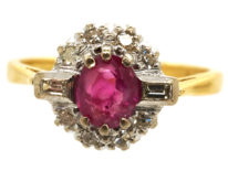 18ct Gold Ruby & Diamond Cluster Ring