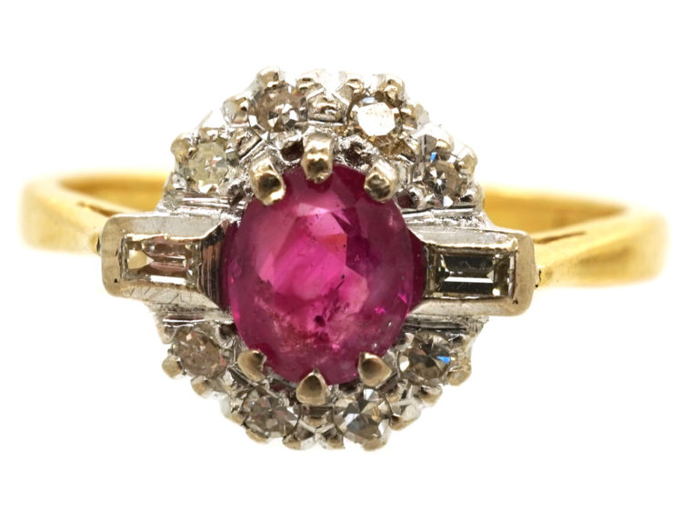 18ct Gold Ruby & Diamond Cluster Ring