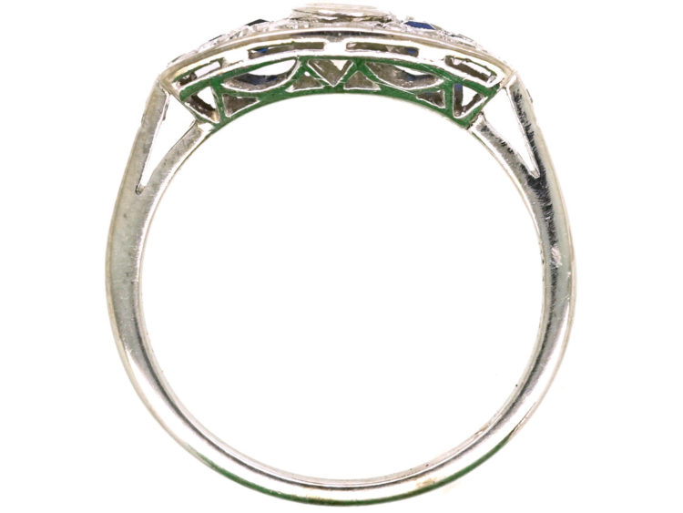 Art Deco Platinum, Sapphire & Diamond Ring