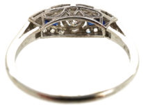 Art Deco Platinum, Sapphire & Diamond Ring