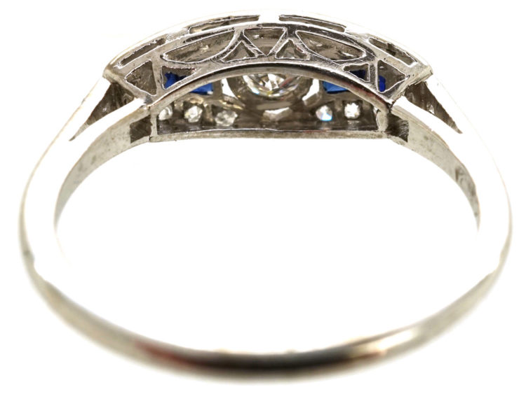 Art Deco Platinum, Sapphire & Diamond Ring