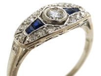 Art Deco Platinum, Sapphire & Diamond Ring