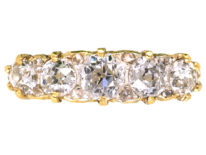 Victorian 18ct Gold & Five Stone Old Mine Cut Diamond Ring