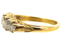 Victorian 18ct Gold & Five Stone Old Mine Cut Diamond Ring