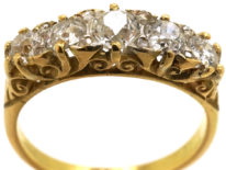 Victorian 18ct Gold & Five Stone Old Mine Cut Diamond Ring