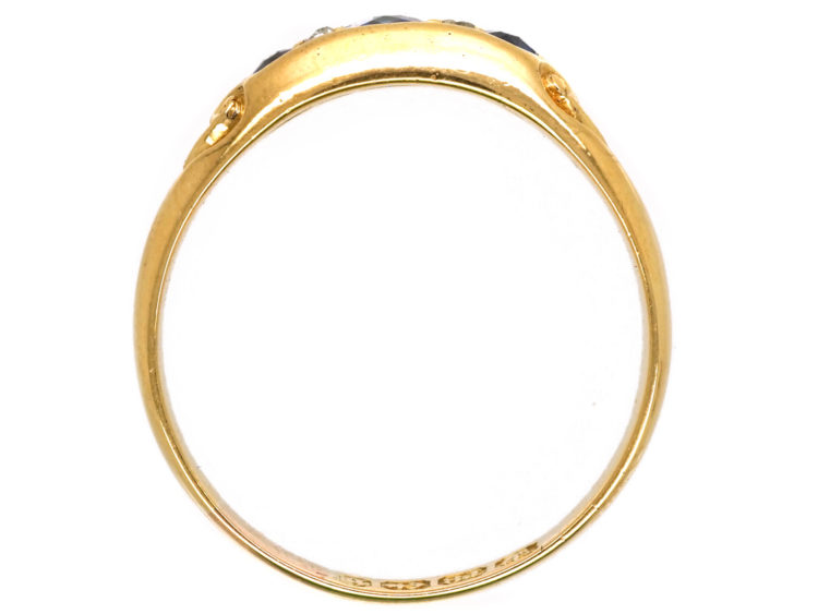 Victorian 18ct Gold, Three Stone Sapphire & Diamond Ring