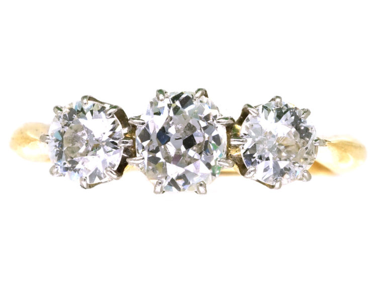 Edwardian 18ct Gold Three Stone Diamond Ring