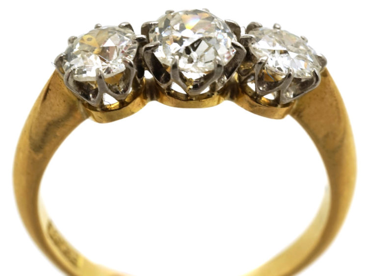 Edwardian 18ct Gold Three Stone Diamond Ring