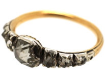 Georgian 18ct Gold, Silver & Rose Diamond Ring