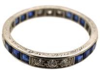 Art Deco Platinum, Diamond & Sapphire Eternity Ring