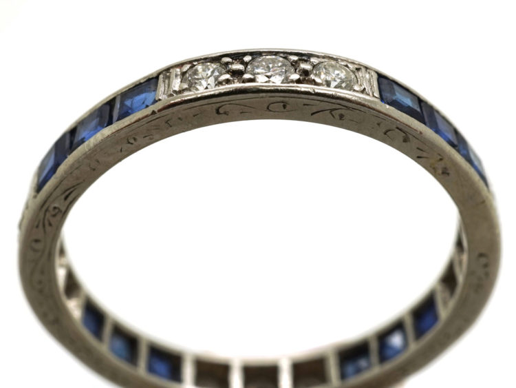Art Deco Platinum, Diamond & Sapphire Eternity Ring