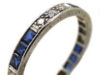 Art Deco Platinum, Diamond & Sapphire Eternity Ring