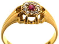 Victorian 18ct Gold Ruby & Diamond Cluster Ring