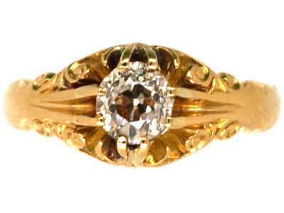 Edwardian 18ct Gold Single Stone Diamond Ring