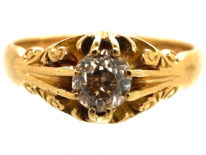 Edwardian 18ct Gold Single Stone Diamond Ring