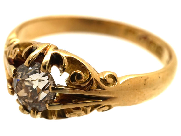 Edwardian 18ct Gold Single Stone Diamond Ring
