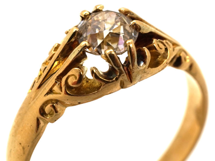 Edwardian 18ct Gold Single Stone Diamond Ring