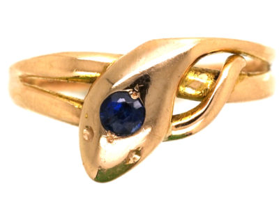 Edwardian 15ct Gold Snake Ring set with a Sapphire Edwardian 15ct Gold Snake Ring set with a Sapphire