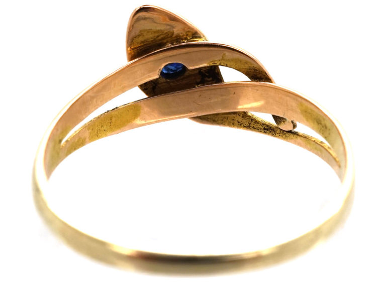 Edwardian 15ct Gold Snake Ring set with a Sapphire