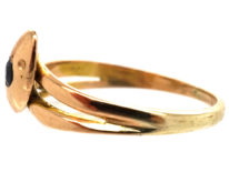 Edwardian 15ct Gold Snake Ring set with a Sapphire