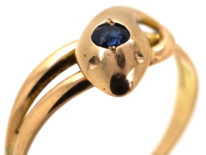 Edwardian 15ct Gold Snake Ring set with a Sapphire