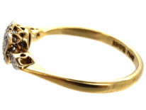 Edwardian 18ct Gold & Platinum, Diamond Cluster Ring with Diamond Set Shoulders