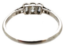 Art Deco 18ct White Gold & Platinum Three Stone Diamond Ring with Diamond Set Shoulders