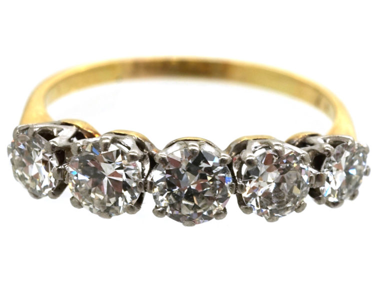 18ct Gold & Platinum Five Stone Diamond Ring