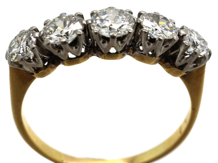 18ct Gold & Platinum Five Stone Diamond Ring